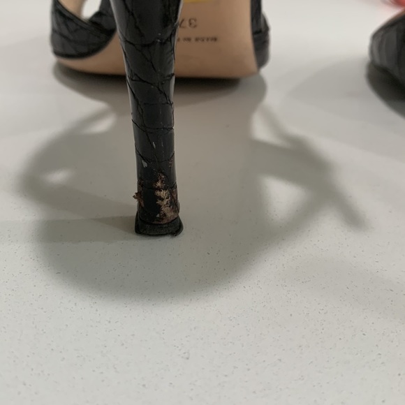 Prada by Neiman Marcus Black Leathee Strappy Heels - Picture 6 of 6